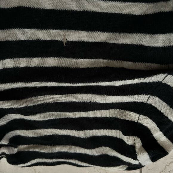 Claudia Nichole Cashmere S Cardigan Sweater Open Front Striped Black White Work - Picture 11 of 15
